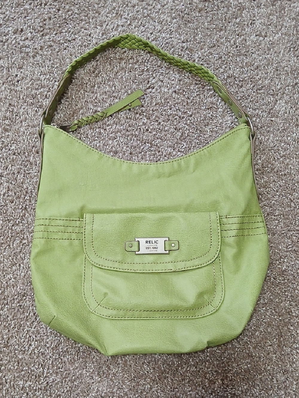 Relic Lime Green Braided-Handle Shoulder Hobo